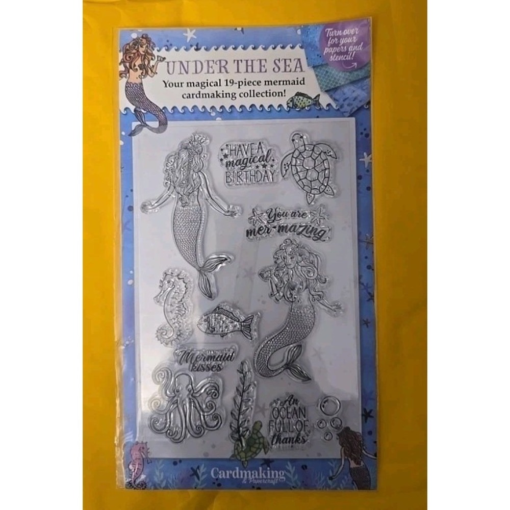 BRAND NEW! UNDER THE SEA‎ Lot of 19 stamps, stencil, paper cardmaking mermaid